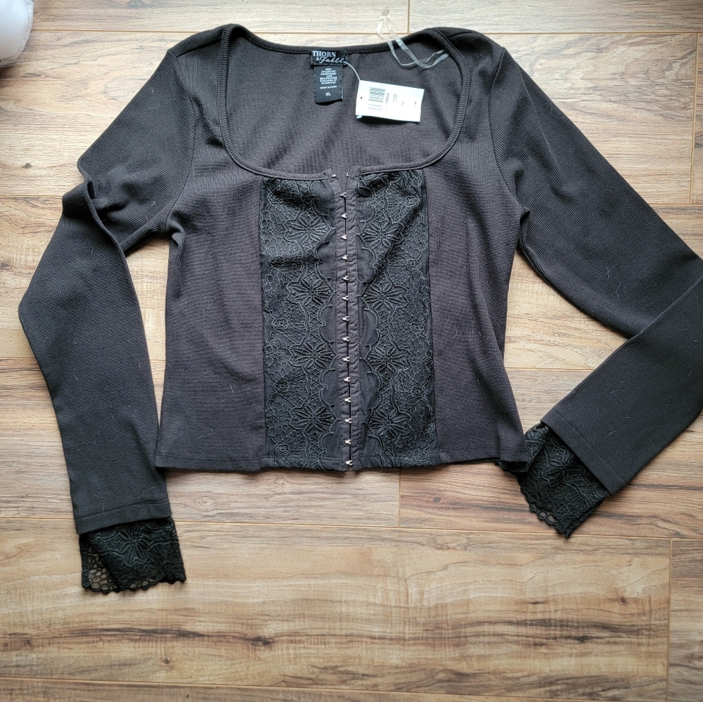 Thorn & Fable Hot Topic Hook & Eye Top with Lace NWT XL